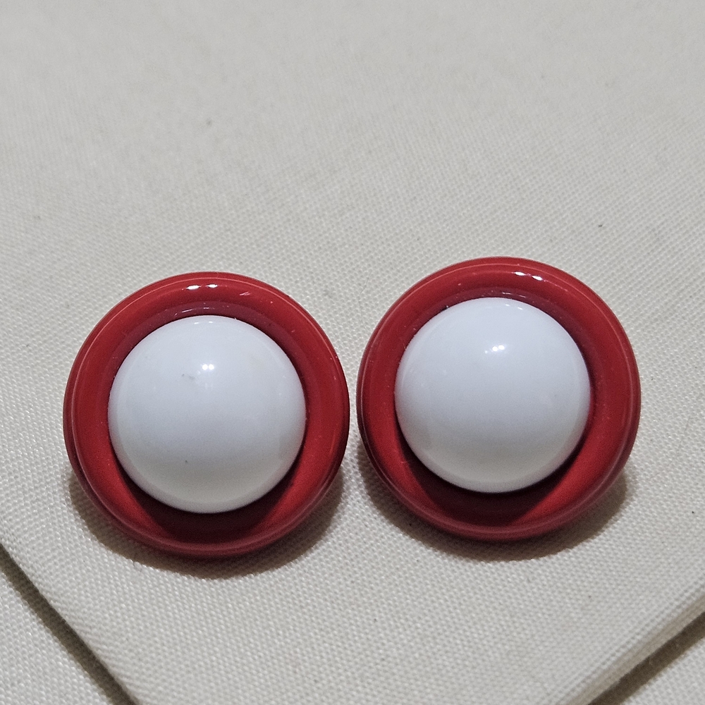 Monet Vibrant Red and White Earrings